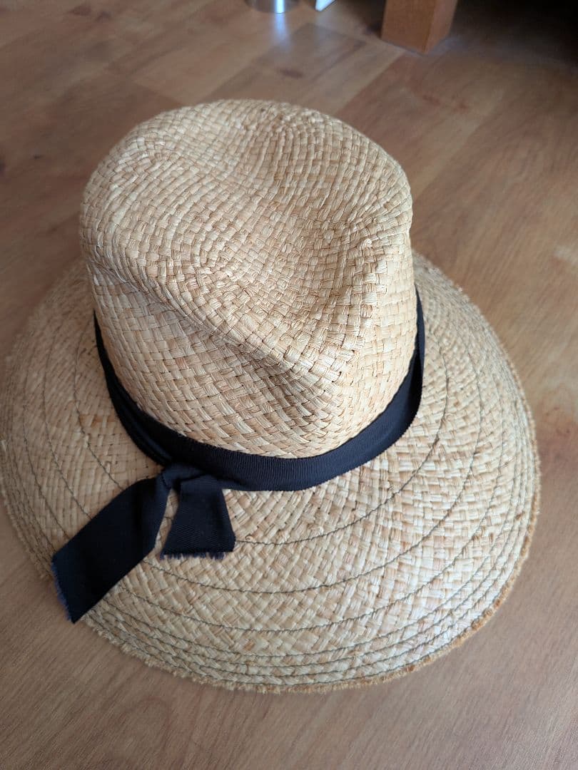 Lola HATS ローラハッツ　麦わら帽子　 黒リボン　ベージュ　中折