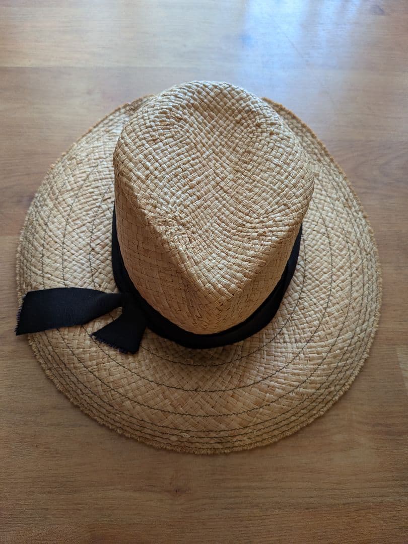 Lola HATS ローラハッツ　麦わら帽子　 黒リボン　ベージュ　中折