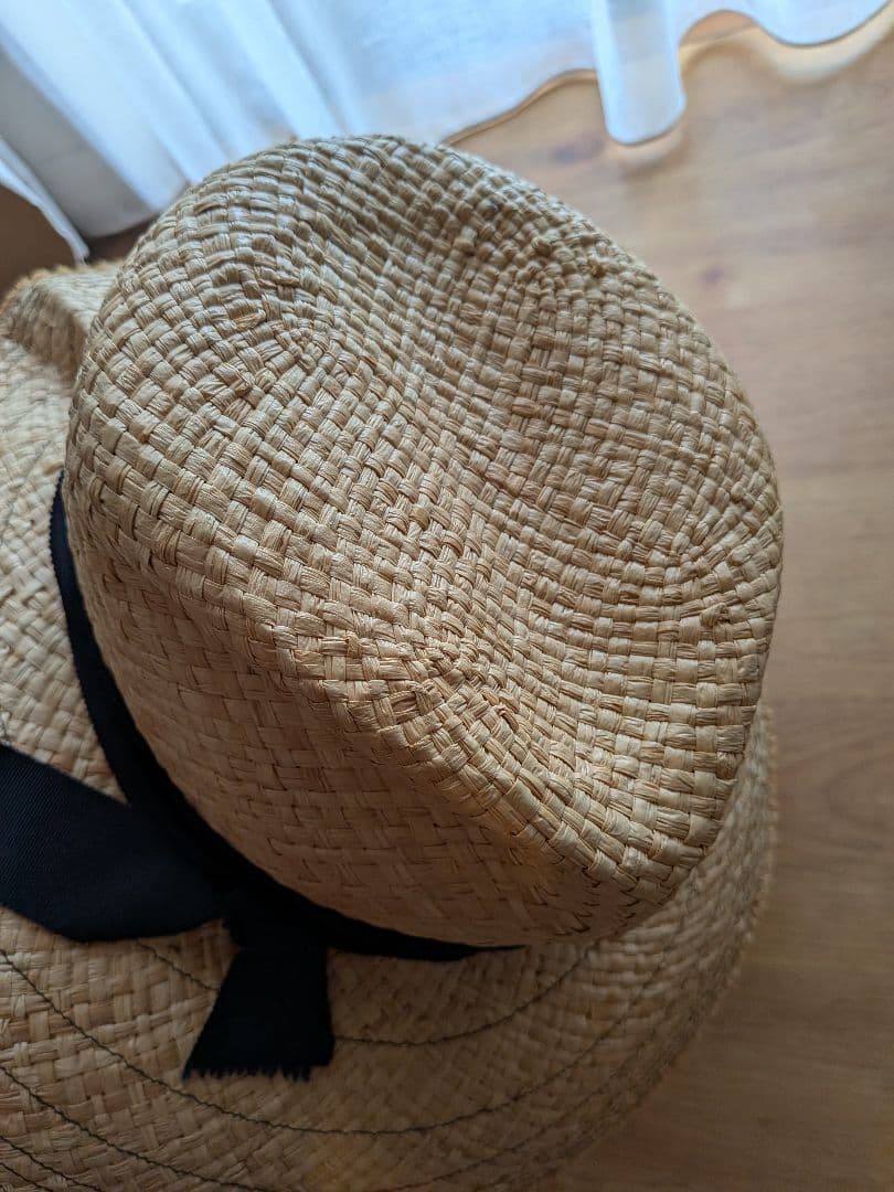Lola HATS ローラハッツ　麦わら帽子　 黒リボン　ベージュ　中折