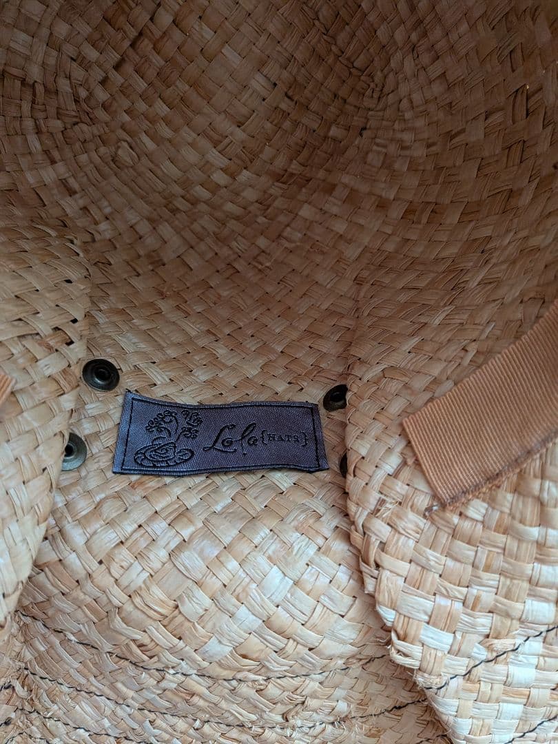 Lola HATS ローラハッツ　麦わら帽子　 黒リボン　ベージュ　中折
