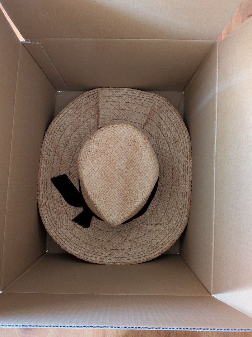 Lola HATS ローラハッツ　麦わら帽子　 黒リボン　ベージュ　中折