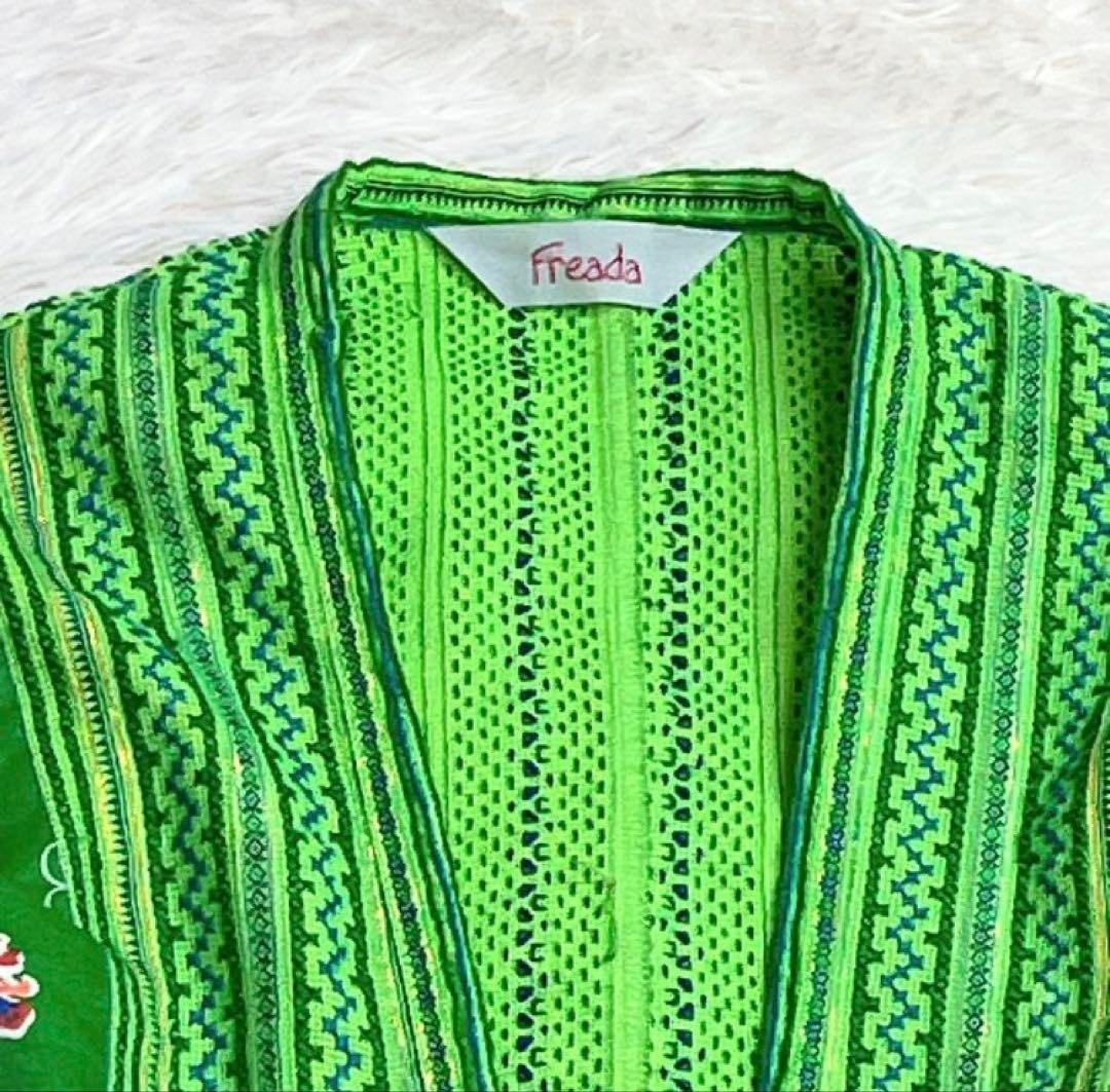 ✨希少✨Freada フリーダ　ガウン　モン族　グリーン　刺繍　民族衣装