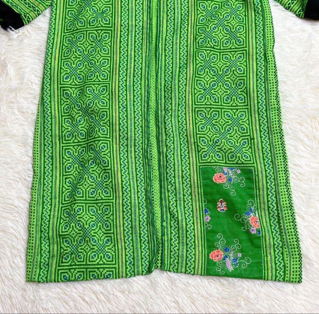 ✨希少✨Freada フリーダ　ガウン　モン族　グリーン　刺繍　民族衣装