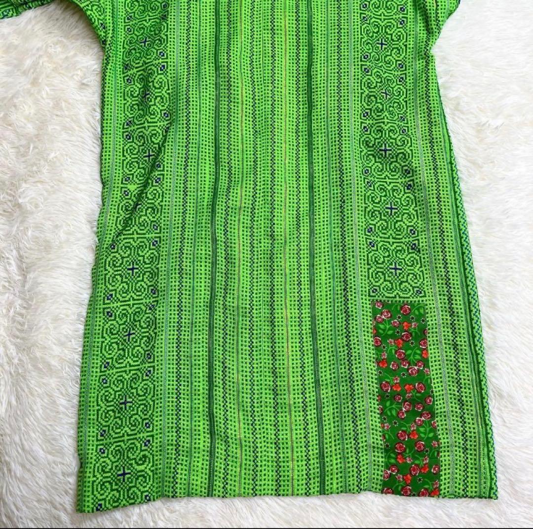 ✨希少✨Freada フリーダ　ガウン　モン族　グリーン　刺繍　民族衣装
