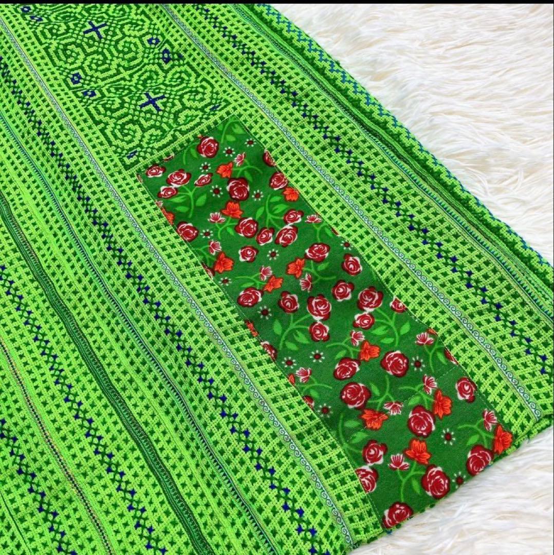 ✨希少✨Freada フリーダ　ガウン　モン族　グリーン　刺繍　民族衣装