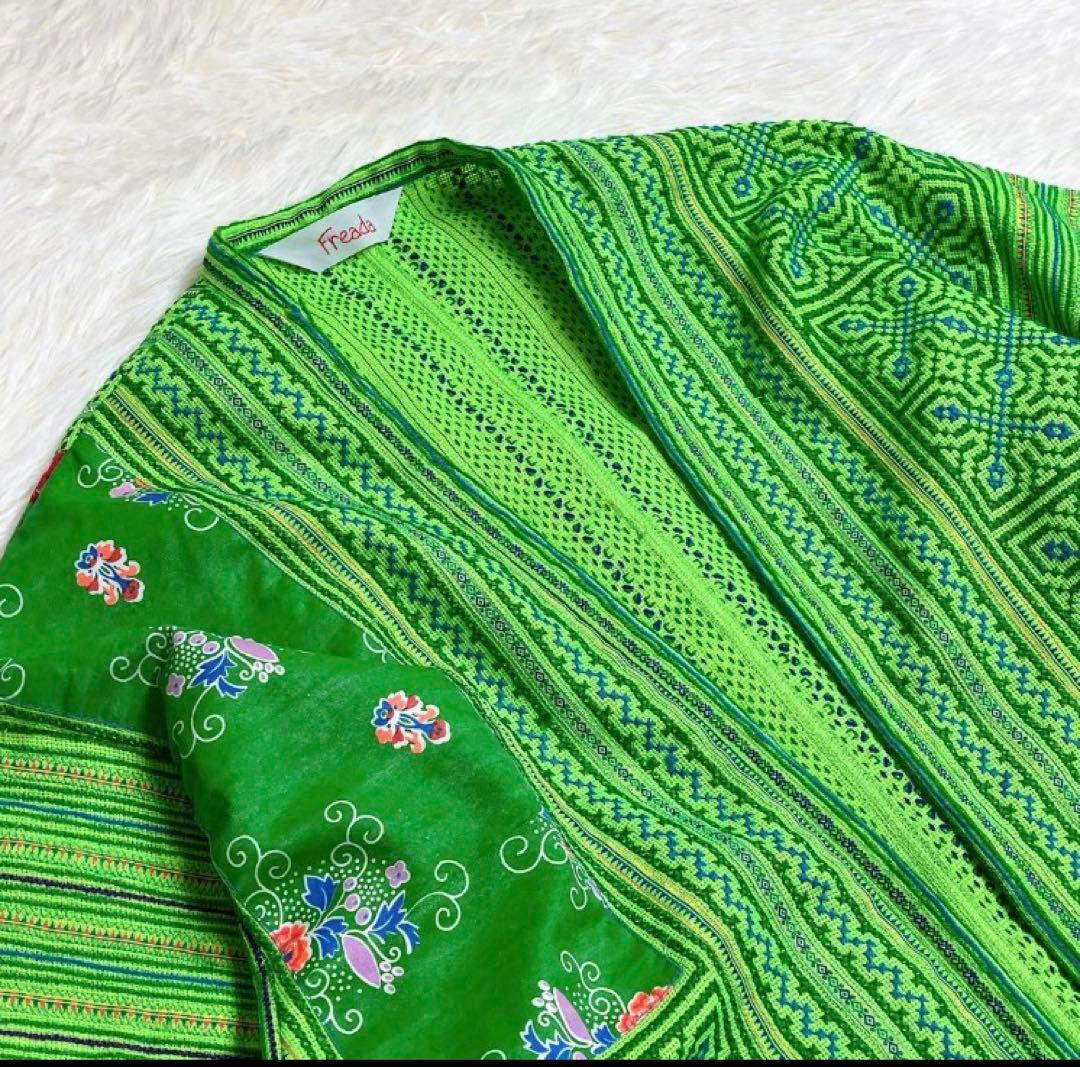 ✨希少✨Freada フリーダ　ガウン　モン族　グリーン　刺繍　民族衣装