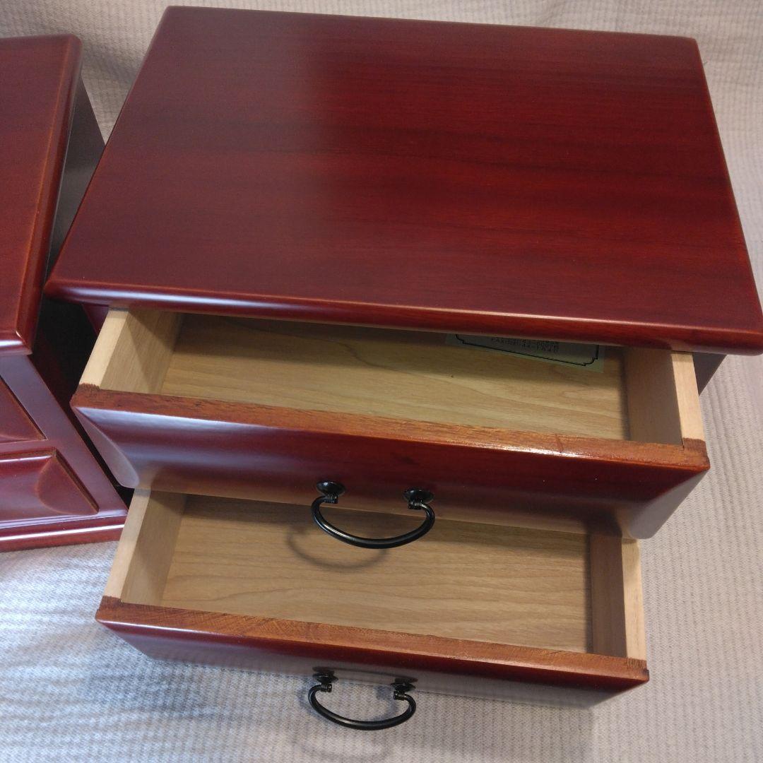 ダークレッド木製チェスト 2引き出し×3台