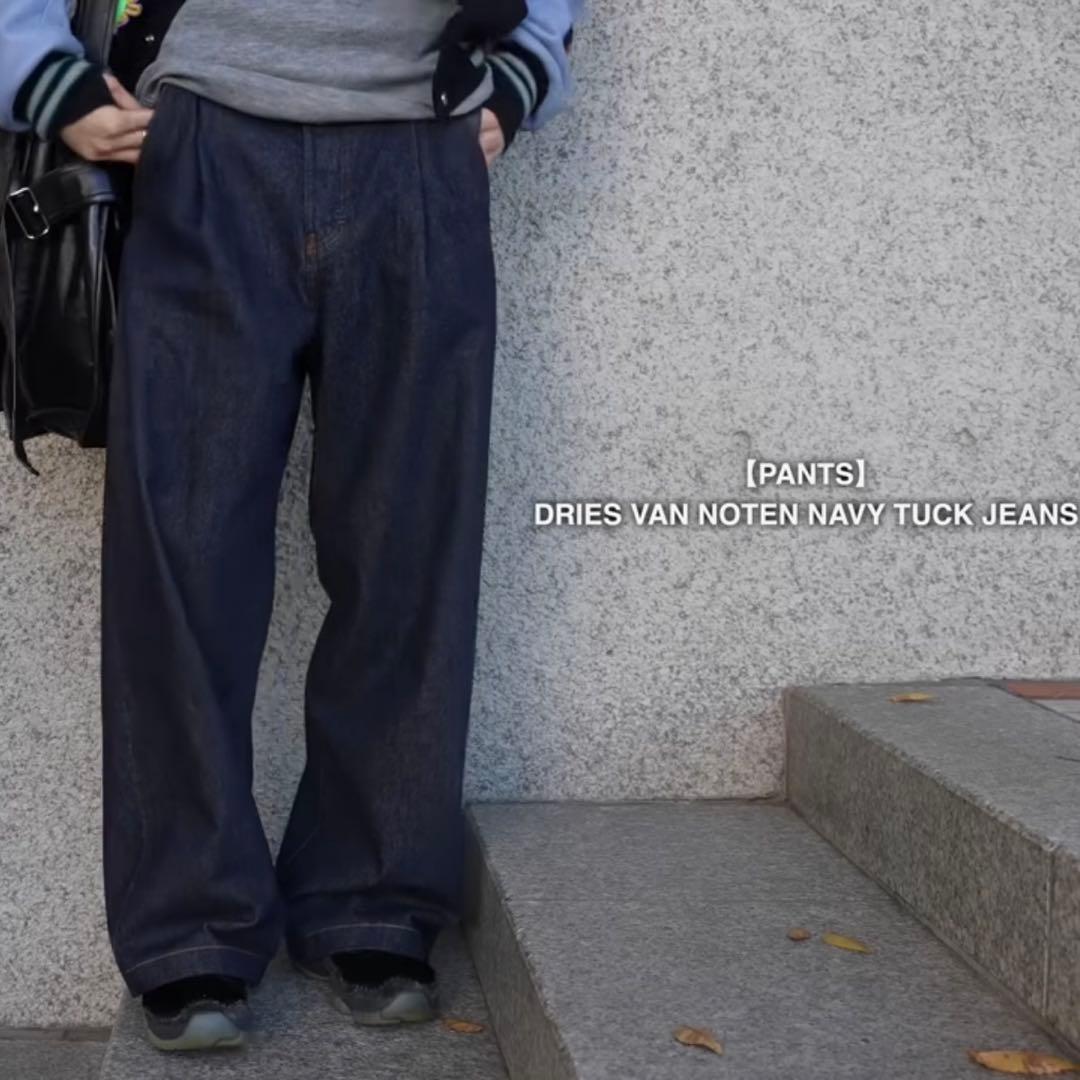 【深水光太着用】dries van noten タック　ワイドデニム