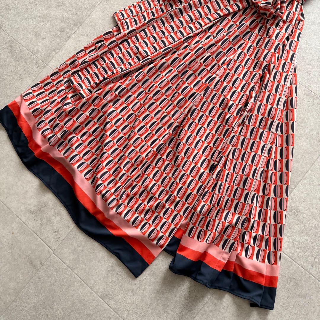 コルコバード　ロングワンピース　カシュクール　総柄　 オレンジ　S　ベルト