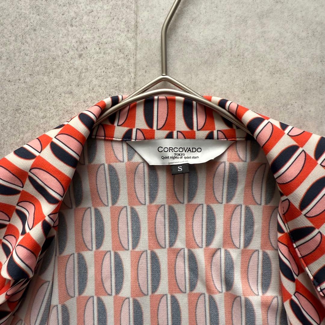 コルコバード　ロングワンピース　カシュクール　総柄　 オレンジ　S　ベルト