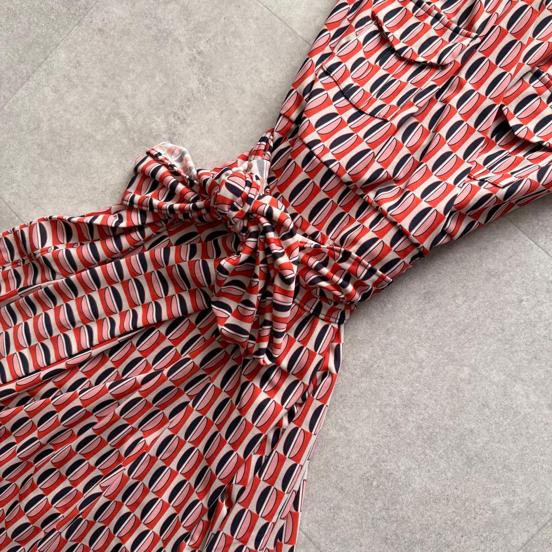 コルコバード　ロングワンピース　カシュクール　総柄　 オレンジ　S　ベルト