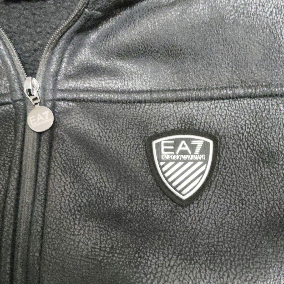 EA7★EMPORIO ARMANI★フェイクレザーブラック中綿ジャケット
