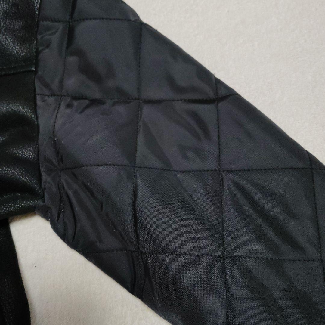EA7★EMPORIO ARMANI★フェイクレザーブラック中綿ジャケット