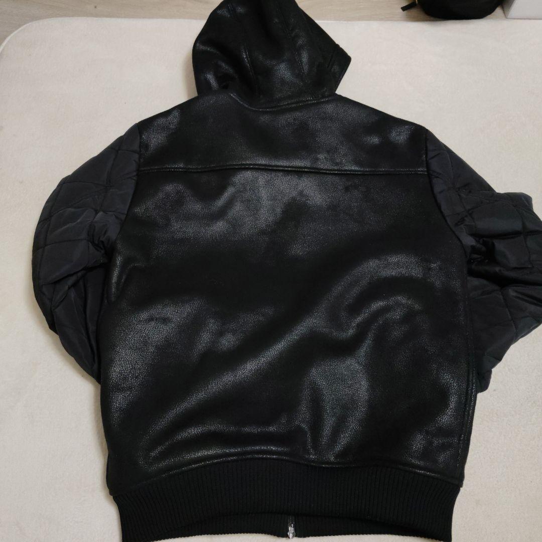 EA7★EMPORIO ARMANI★フェイクレザーブラック中綿ジャケット