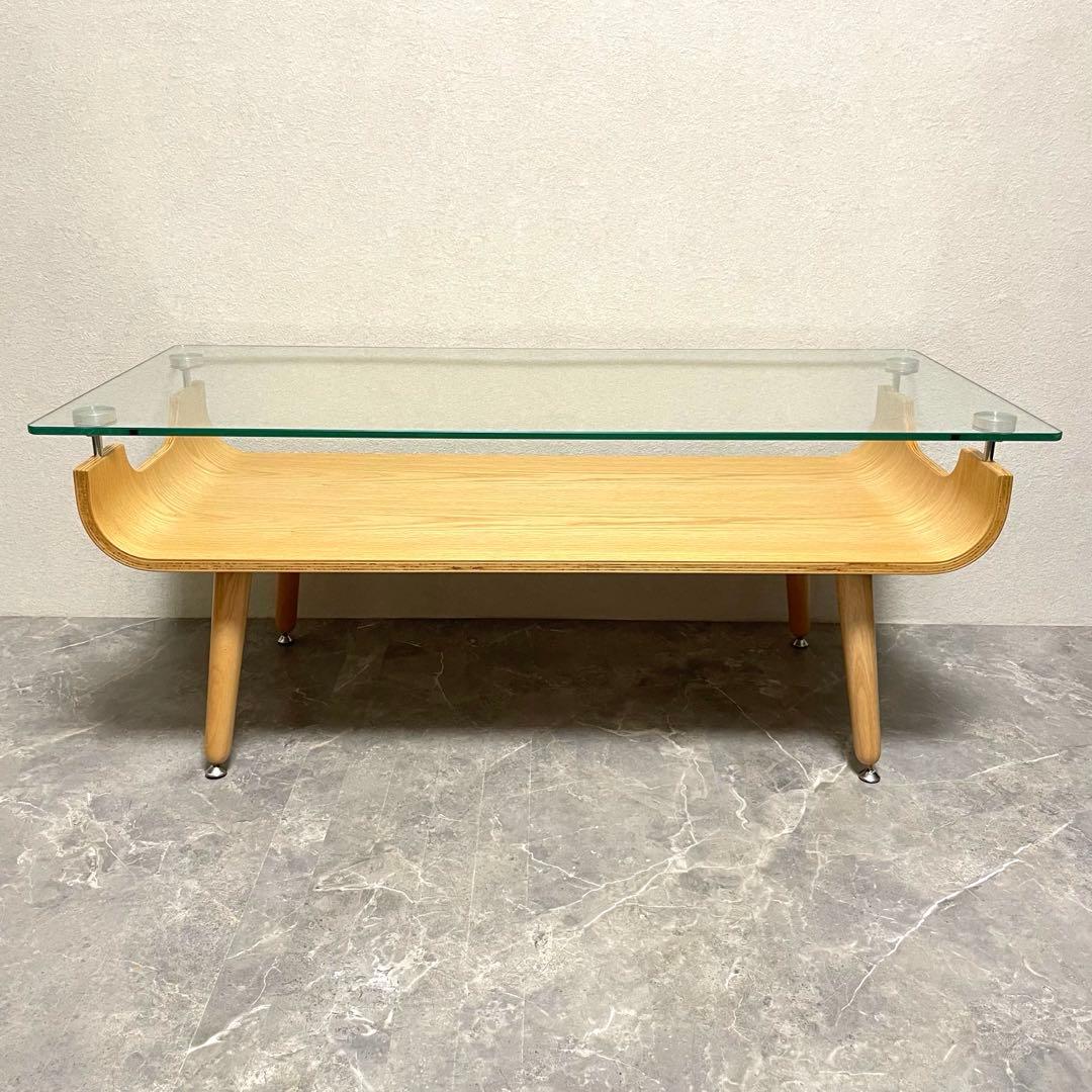 ニトリ　ノルディック2 センターテーブル　ガラステーブル　天然木　ナチュラル