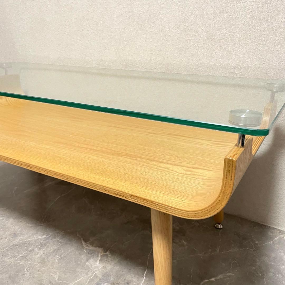 ニトリ　ノルディック2 センターテーブル　ガラステーブル　天然木　ナチュラル