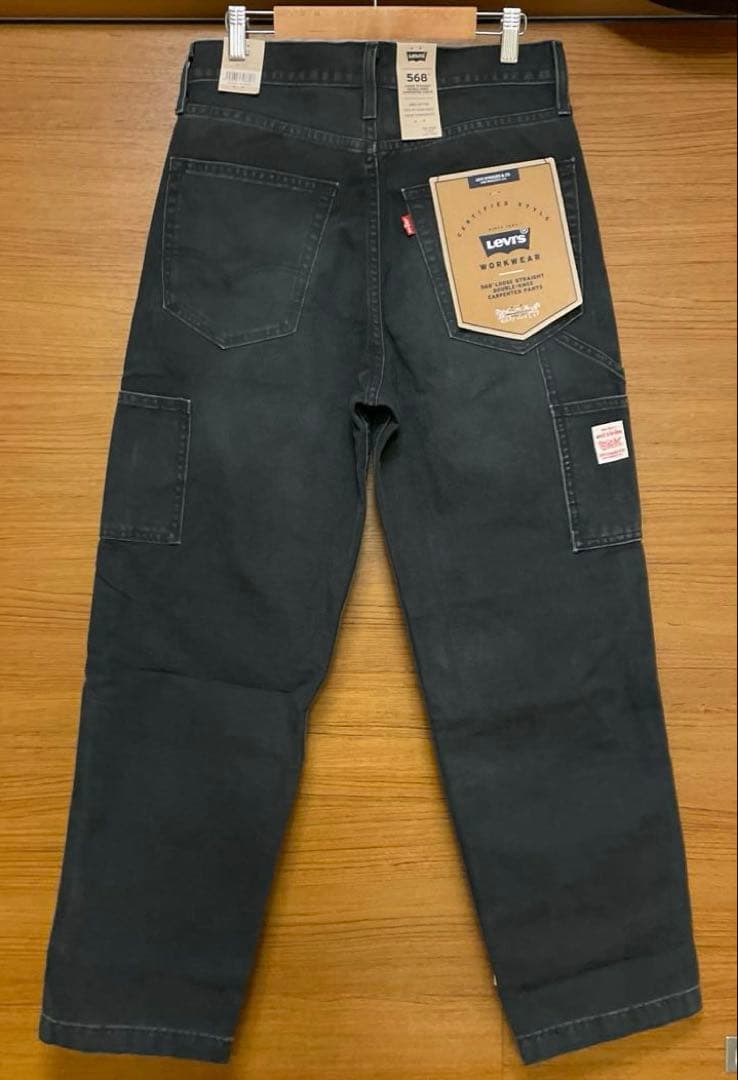 unisex Levi's 568 ルーズストレート ダブルニーブラック　W28