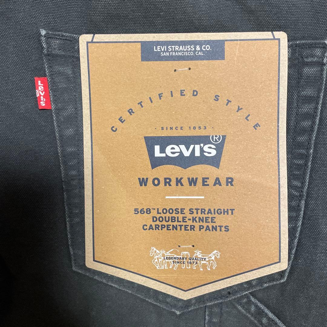 unisex Levi's 568 ルーズストレート ダブルニーブラック　W28