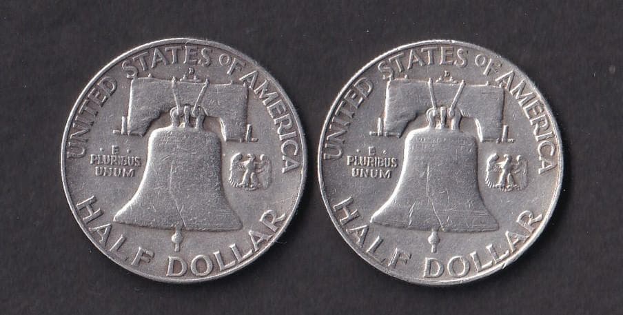 アメリカ　ハーフダラー銀貨　２枚　フランクリン