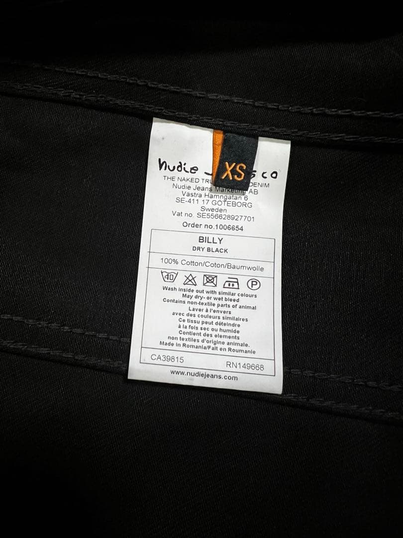 【美品】Nudie Jeans Co DRY BLACK デニムジャケット XS