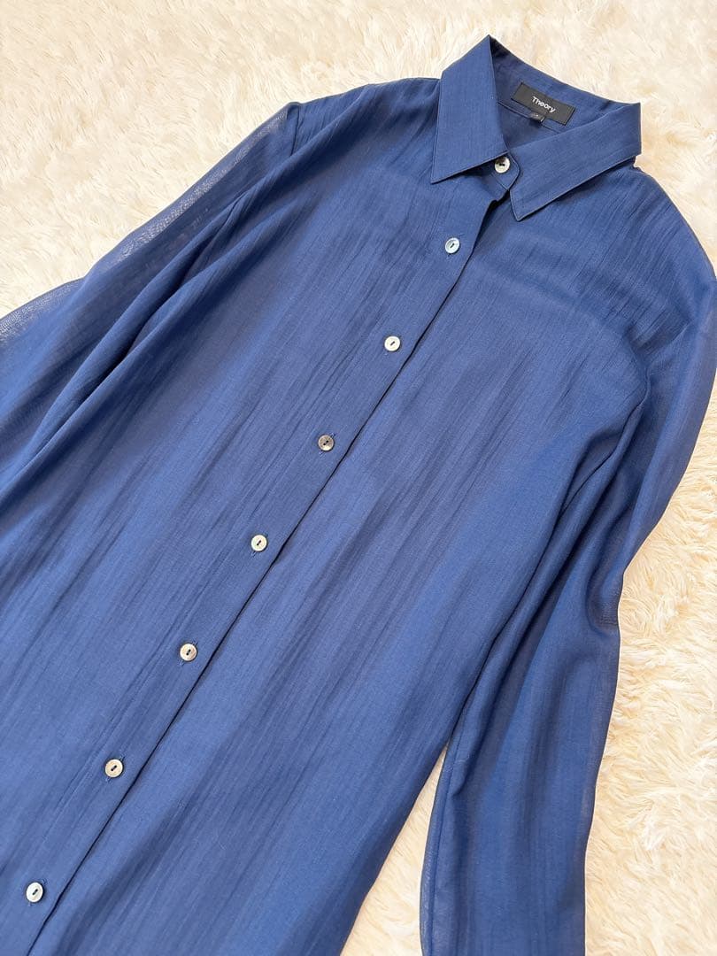 Theory セオリー シースルー ベルト付き ロングシャツワンピース