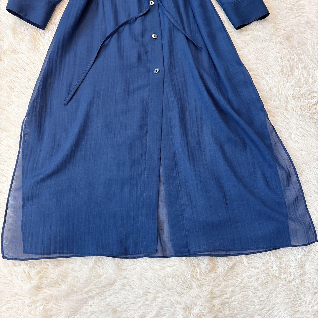 Theory セオリー シースルー ベルト付き ロングシャツワンピース