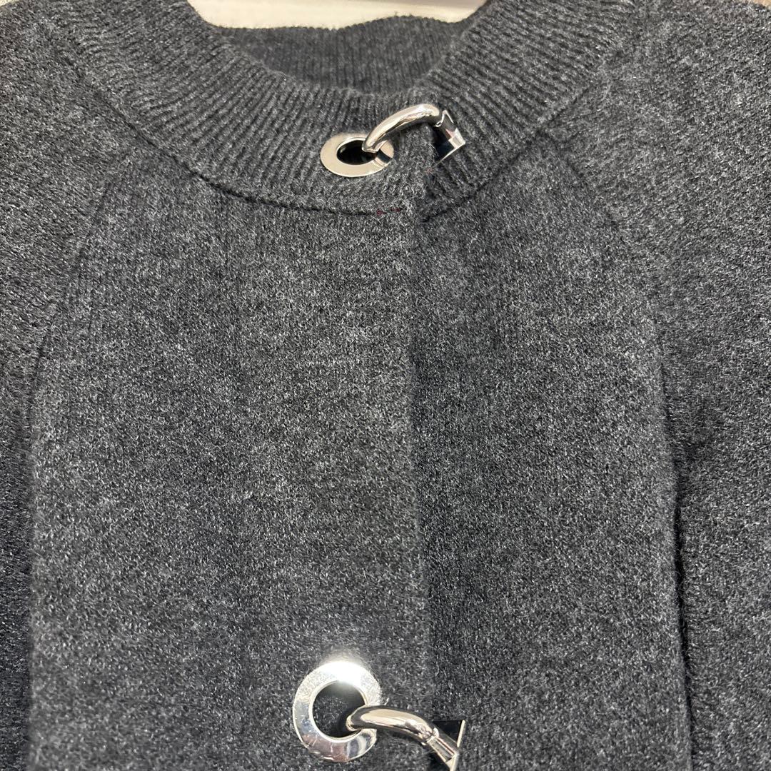 ZARA ニットケープコート ポンチョ チャコールグレー S