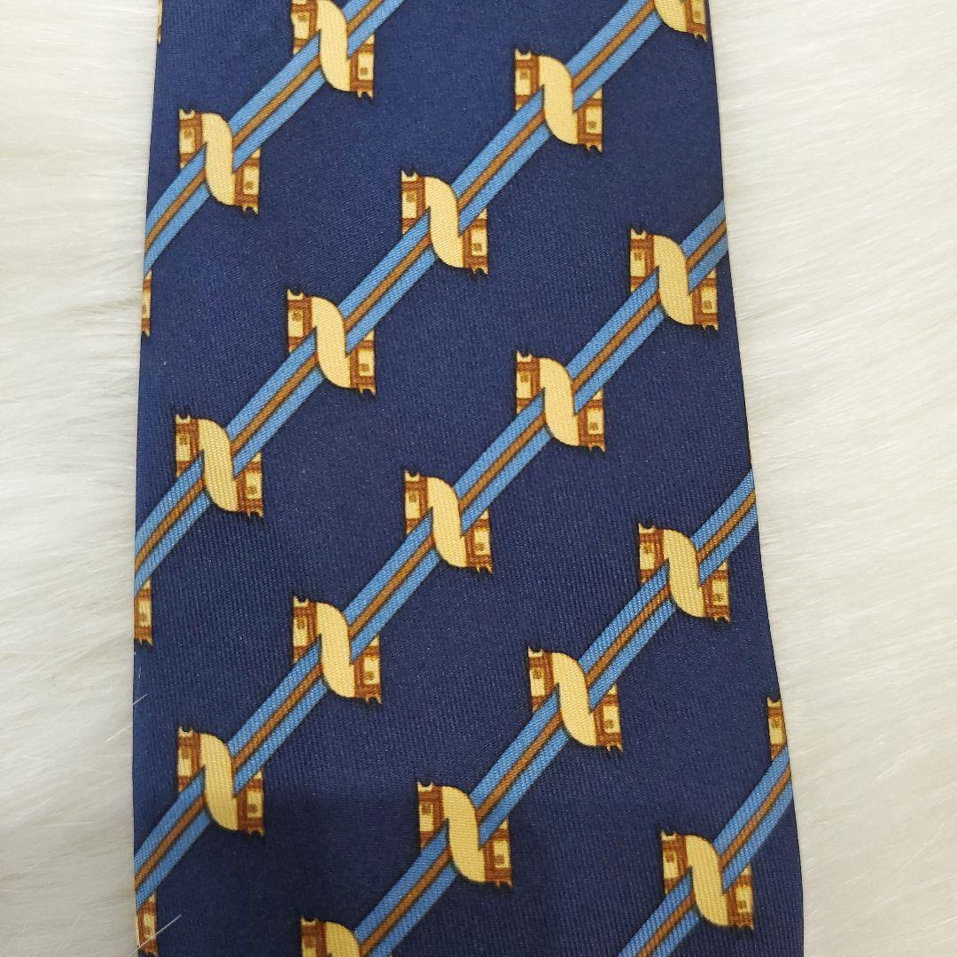 新品☆HERMES ネクタイ ネイビー 馬モチーフ
