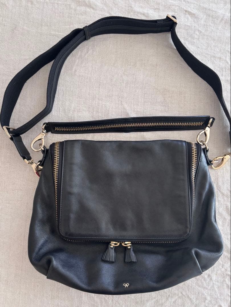 ANYA HIND MARCH レザー2wayバッグ ブラック
