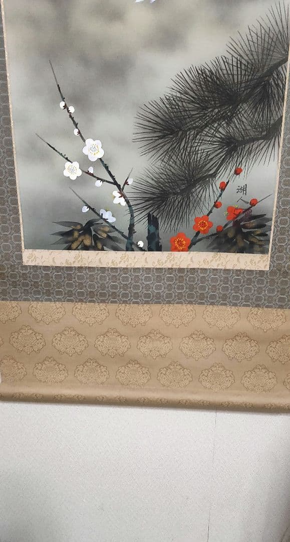 掛軸 #赤富士 #鶴 風鎮付き