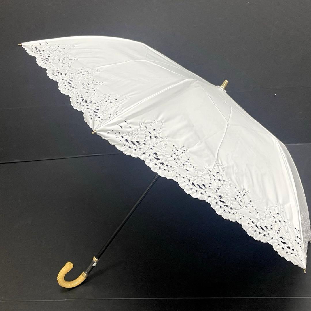 新品53043ビューランス＊ホワイトサマーシールド1級遮光晴雨兼用折りたたみ日傘