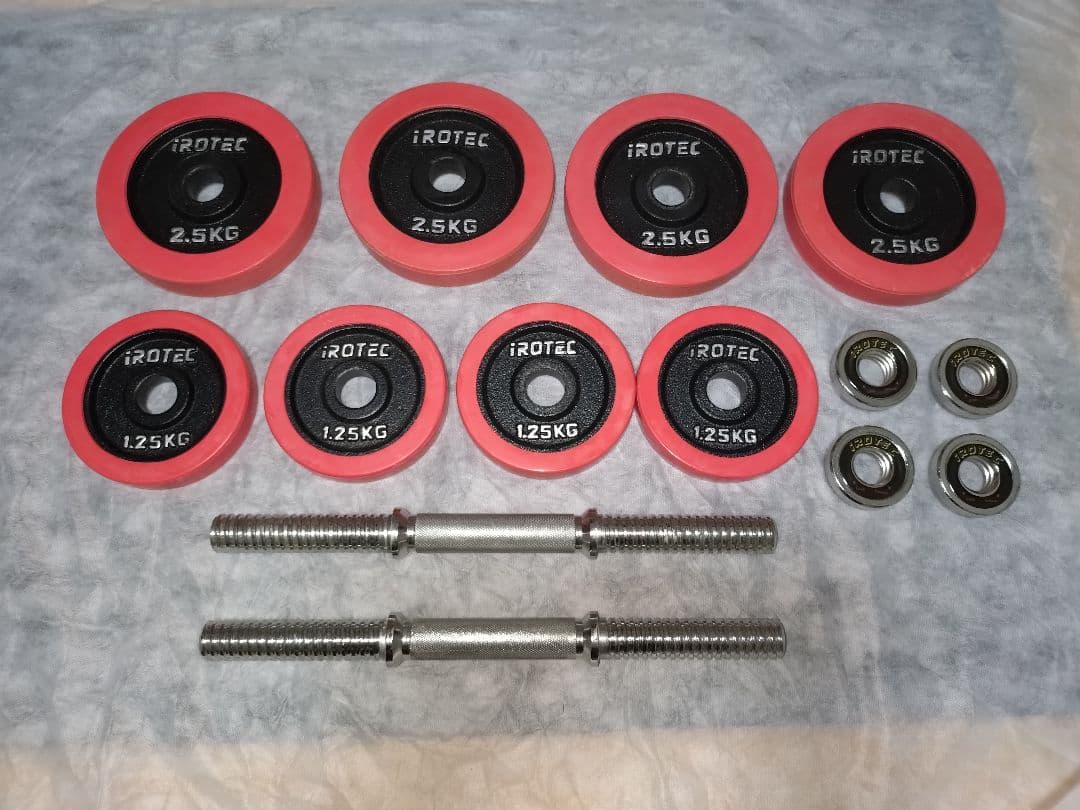iROTEC 10kg×２ 赤ラバー付きダンベルセット