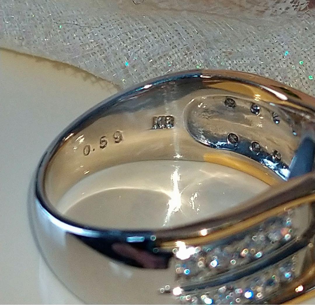 天然ダイヤモンドリング♡K18/pt900♡幅広リング✨エステール❤️