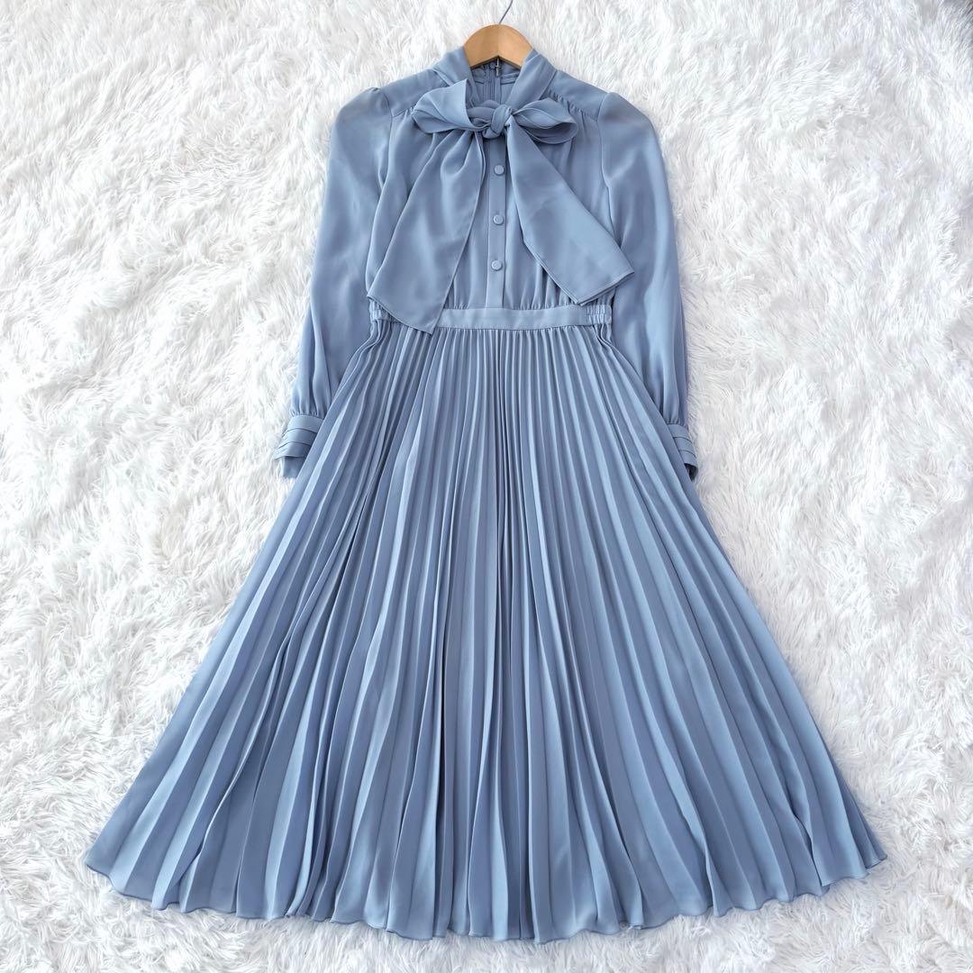 美品　アナイ　現行　ボウタイリボン　プリーツ　ロング　フレアワンピース　36