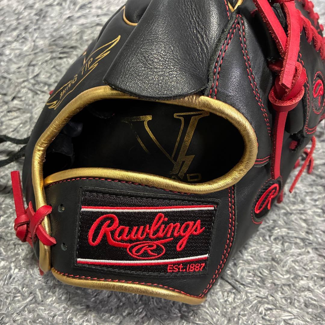 【美品】Rawlings HYPER TECH 一般軟式 投手 右 黒×赤×金