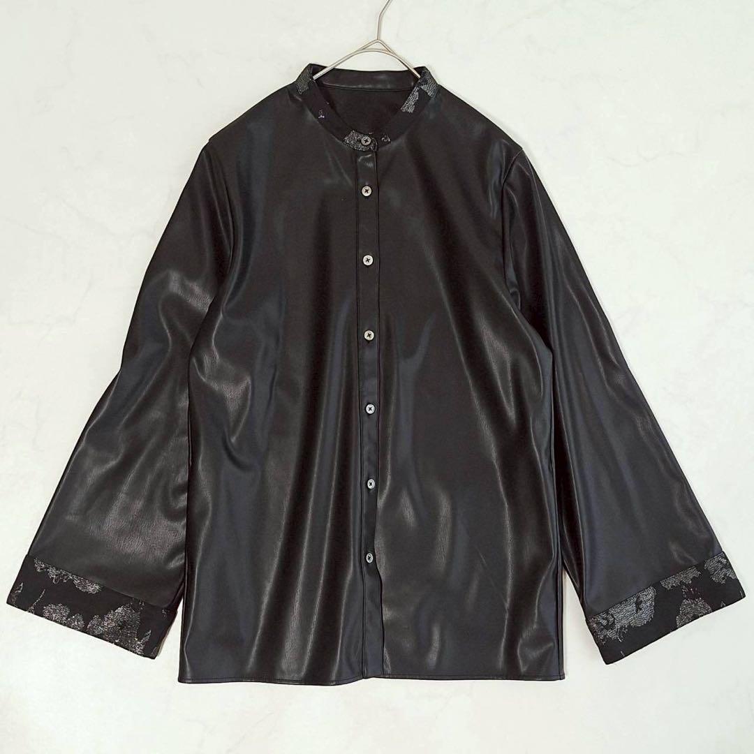 B2101 HARE 2Pビスチェ イソザイチュニックシャツ レザー 黒 F
