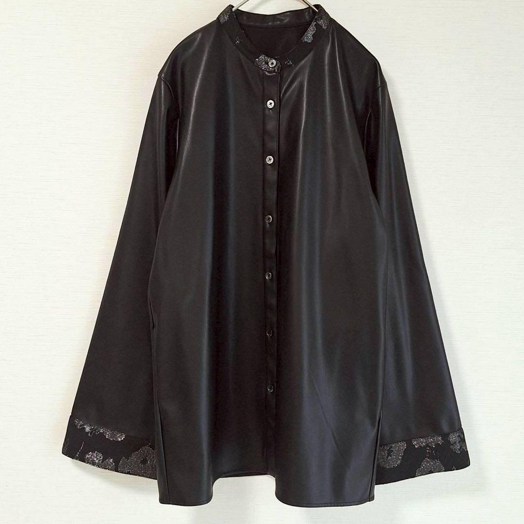 B2101 HARE 2Pビスチェ イソザイチュニックシャツ レザー 黒 F