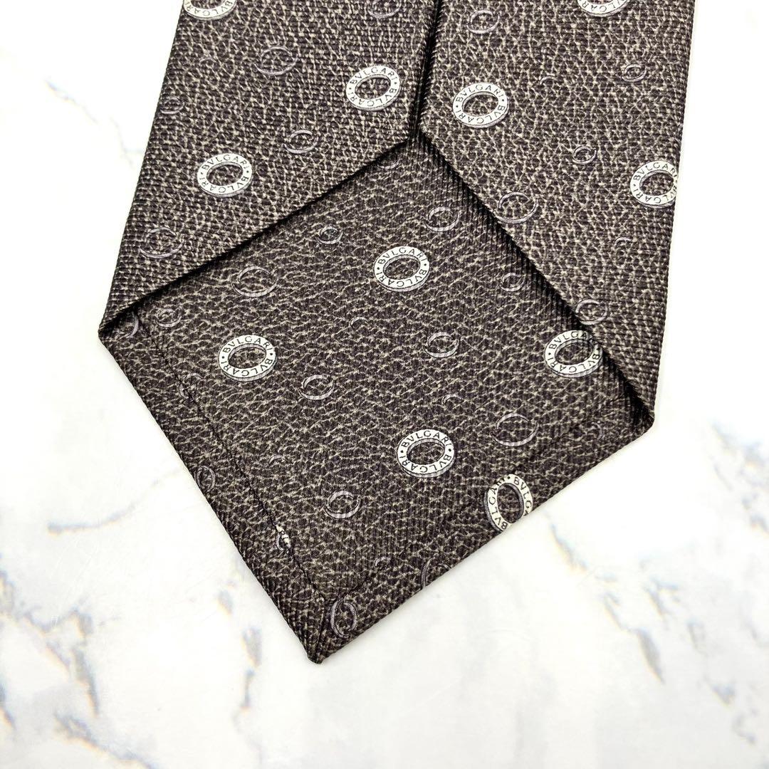 ◆美品◆BVLGARI ブルガリ ネクタイ 黒色 リング柄 高級感