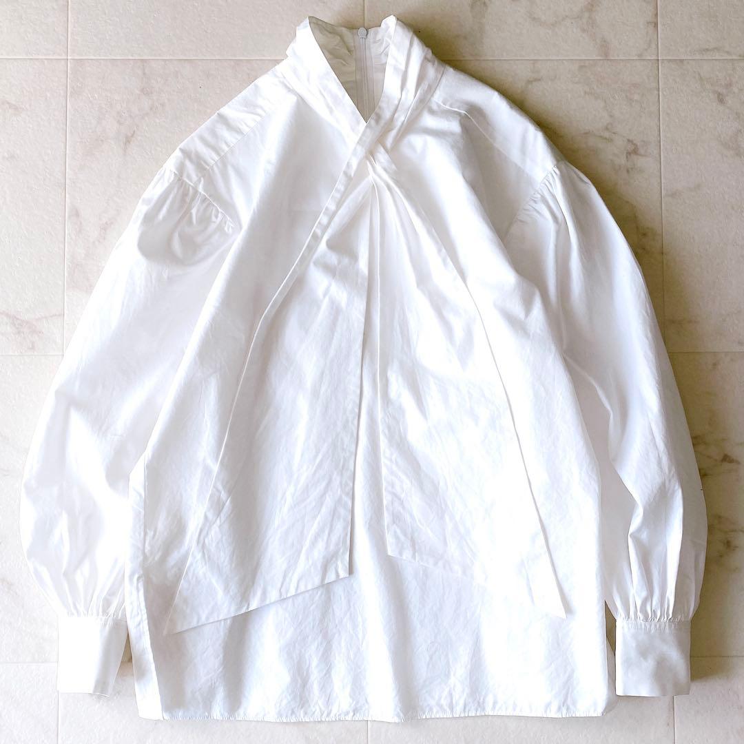 美品☆エストネーション コットンボウタイブラウス ボリューム袖