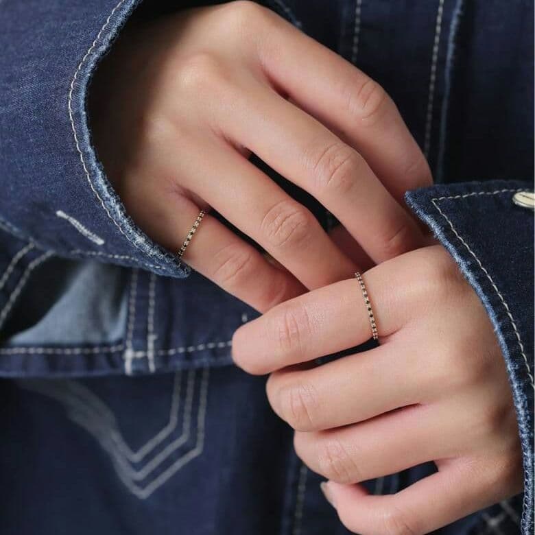 lilas K10 ブラックダイヤモンド リング ハーフエタニティ 15号 美品