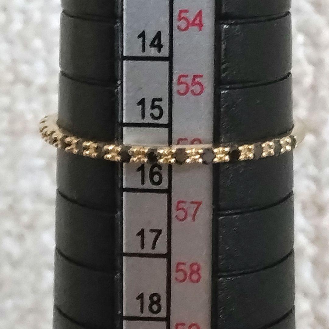 lilas K10 ブラックダイヤモンド リング ハーフエタニティ 15号 美品