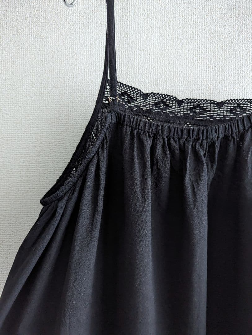 【美品】mos2✕kazumi リネン混　レースキャミワンピース黒