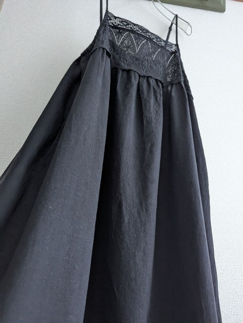 【美品】mos2✕kazumi リネン混　レースキャミワンピース黒