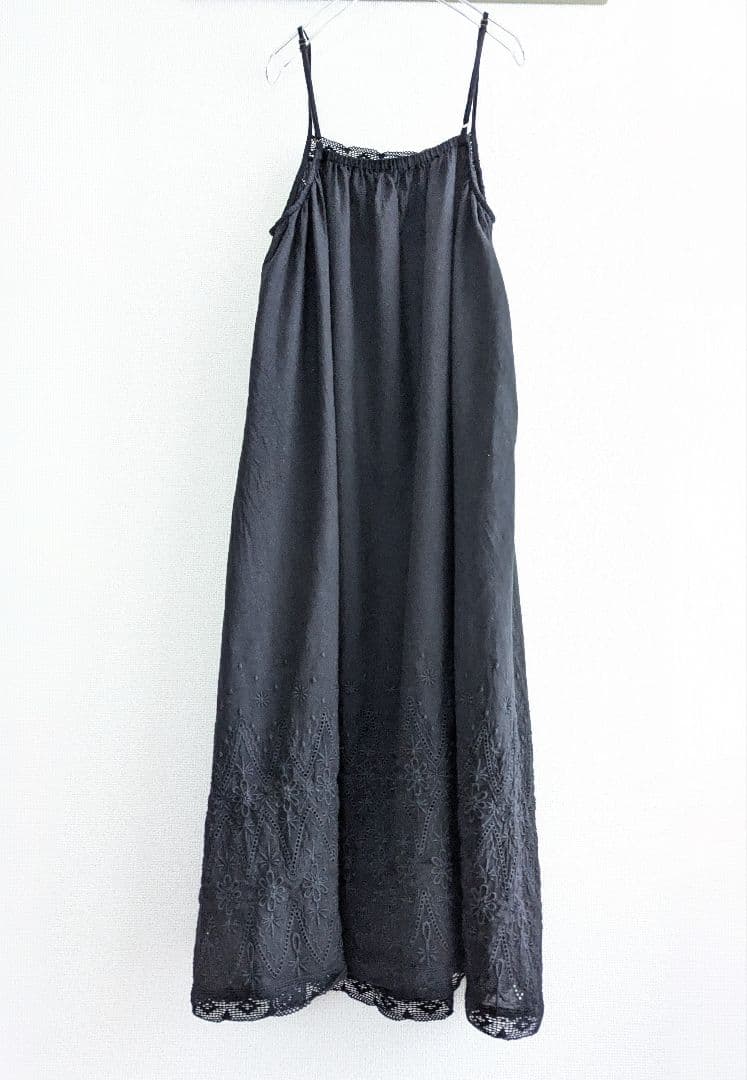 【美品】mos2✕kazumi リネン混　レースキャミワンピース黒