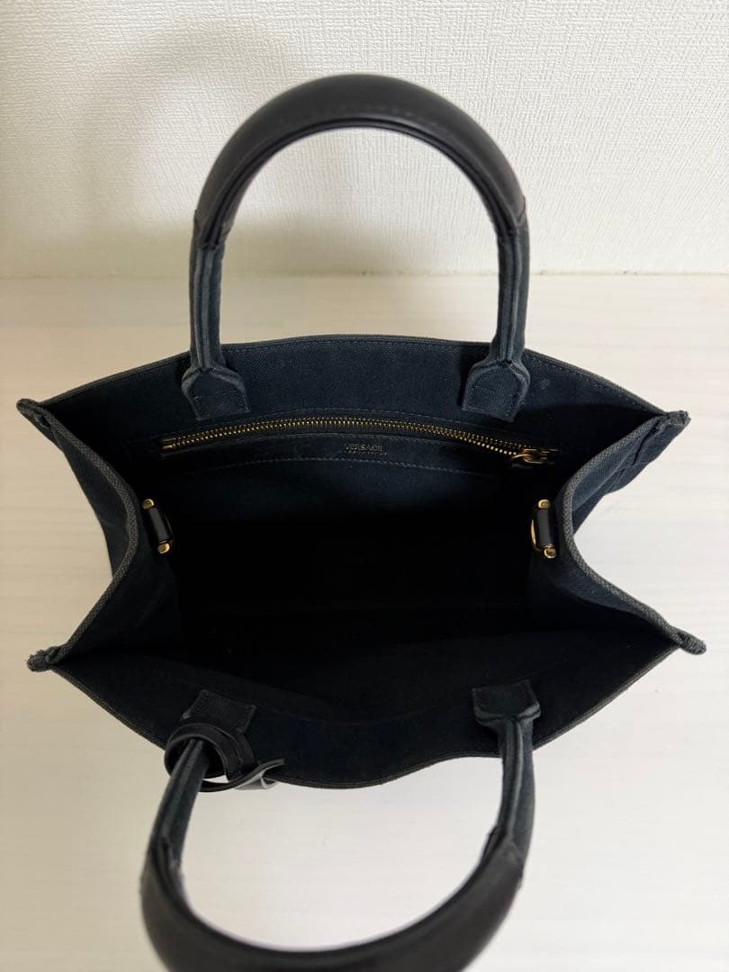 VERSACE ヴェルサーチ 2way ハンドバッグ スタッズロゴ キャンバス