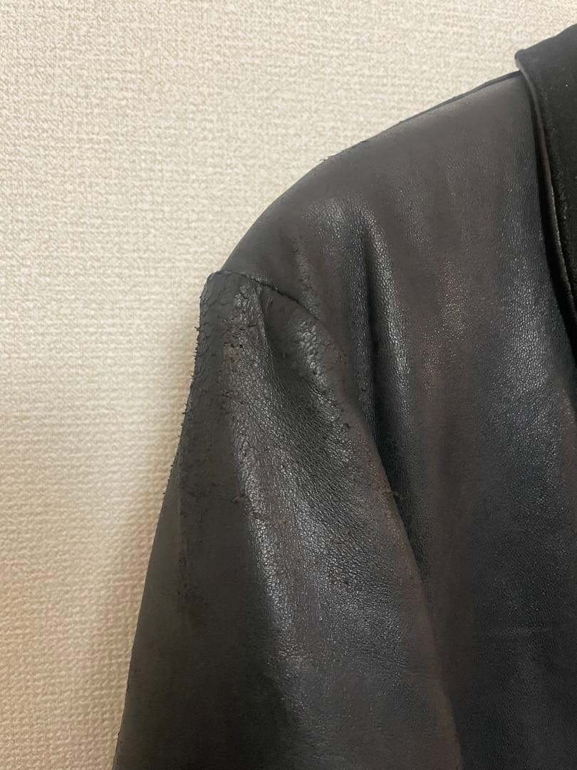 60s French vintage jacket レザー ファイヤーマンコート
