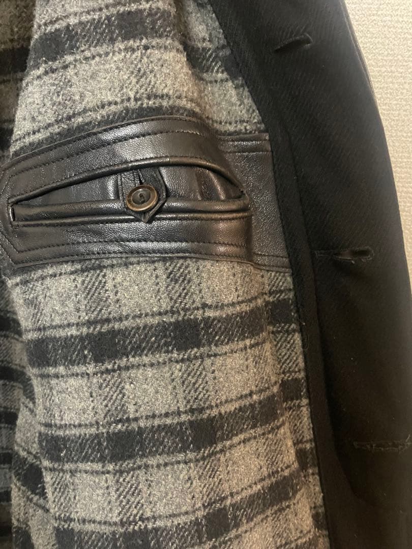 60s French vintage jacket レザー ファイヤーマンコート