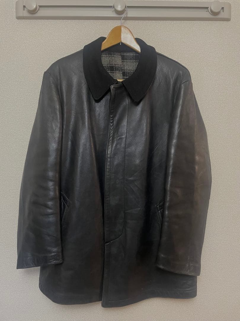 60s French vintage jacket レザー ファイヤーマンコート