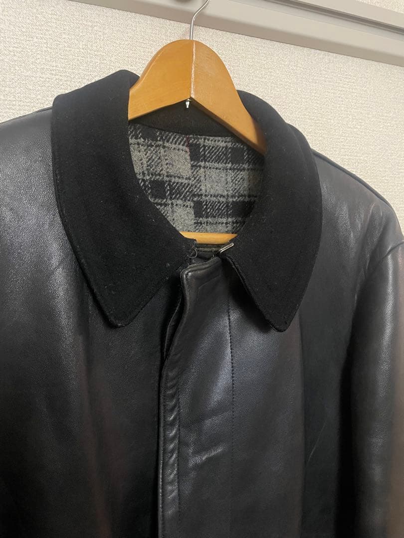 60s French vintage jacket レザー ファイヤーマンコート