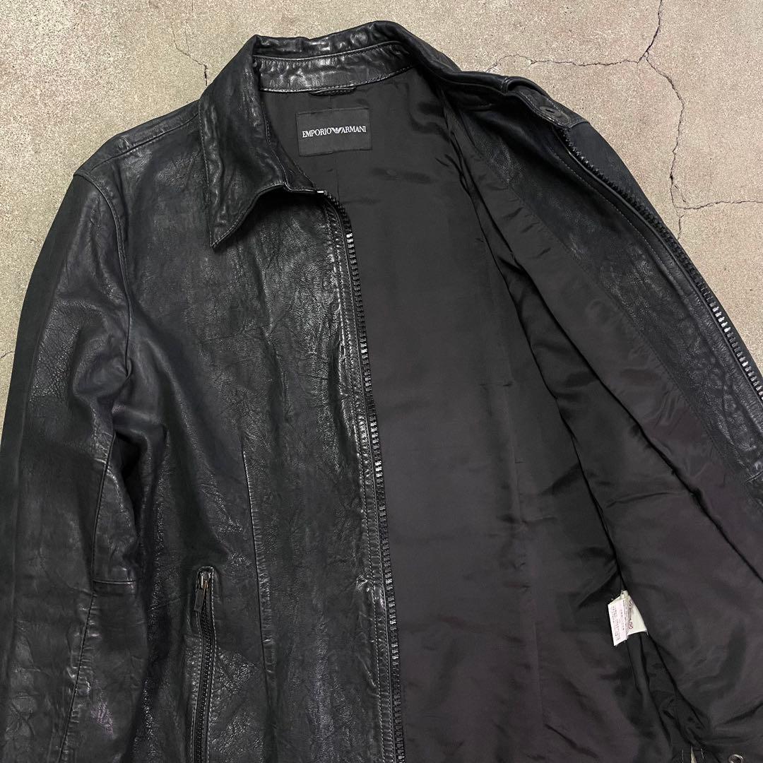 EMPORIO ARMANI レザージャケット ブラック 48